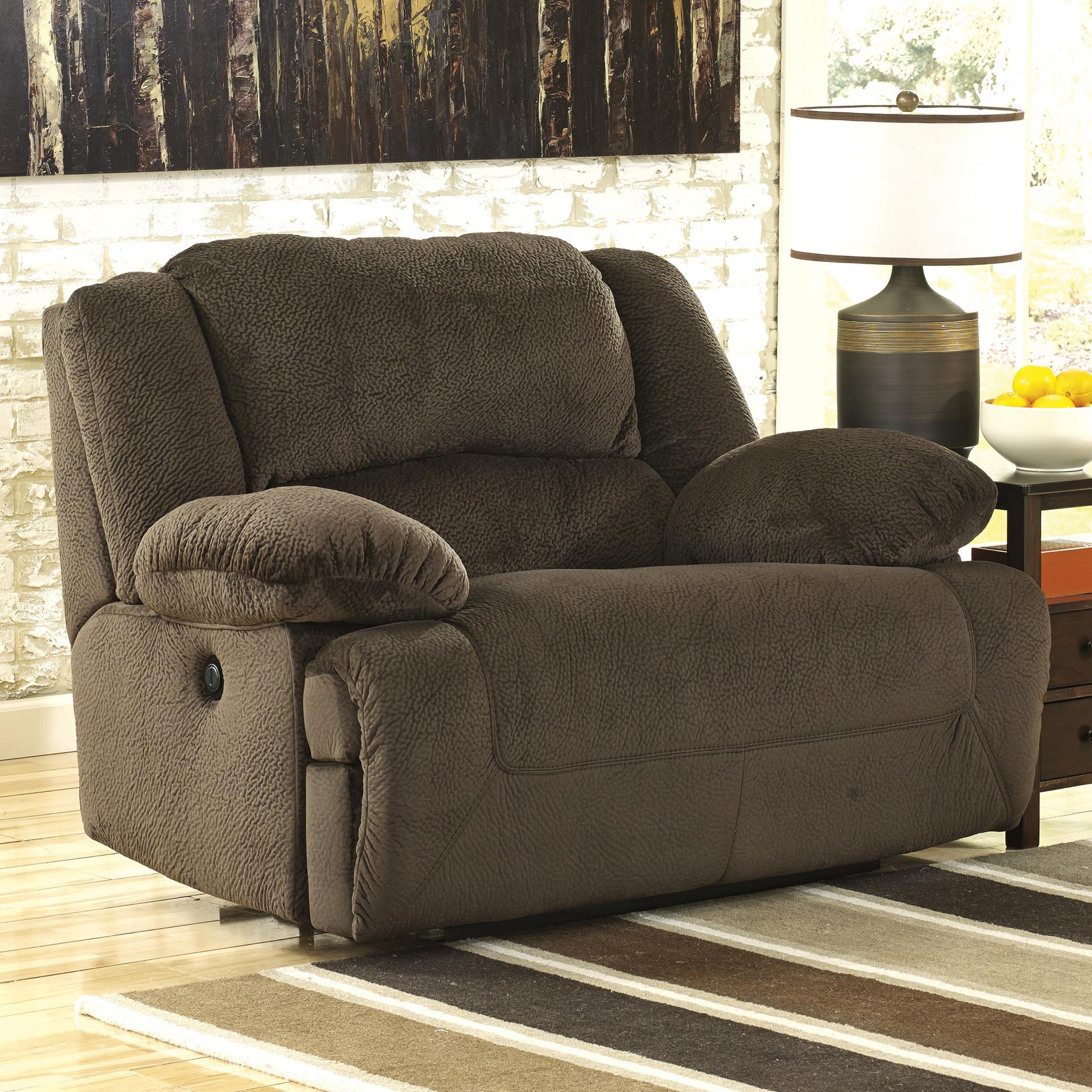Signature Design by Ashley Toletta Chocolate Wide Seat Power Recliner AHFA Three Way Recliners